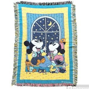 Disney Goodwin Weavers Baby Mickey Starry Night Woven Tapestry Throw NWT 36”x45”
